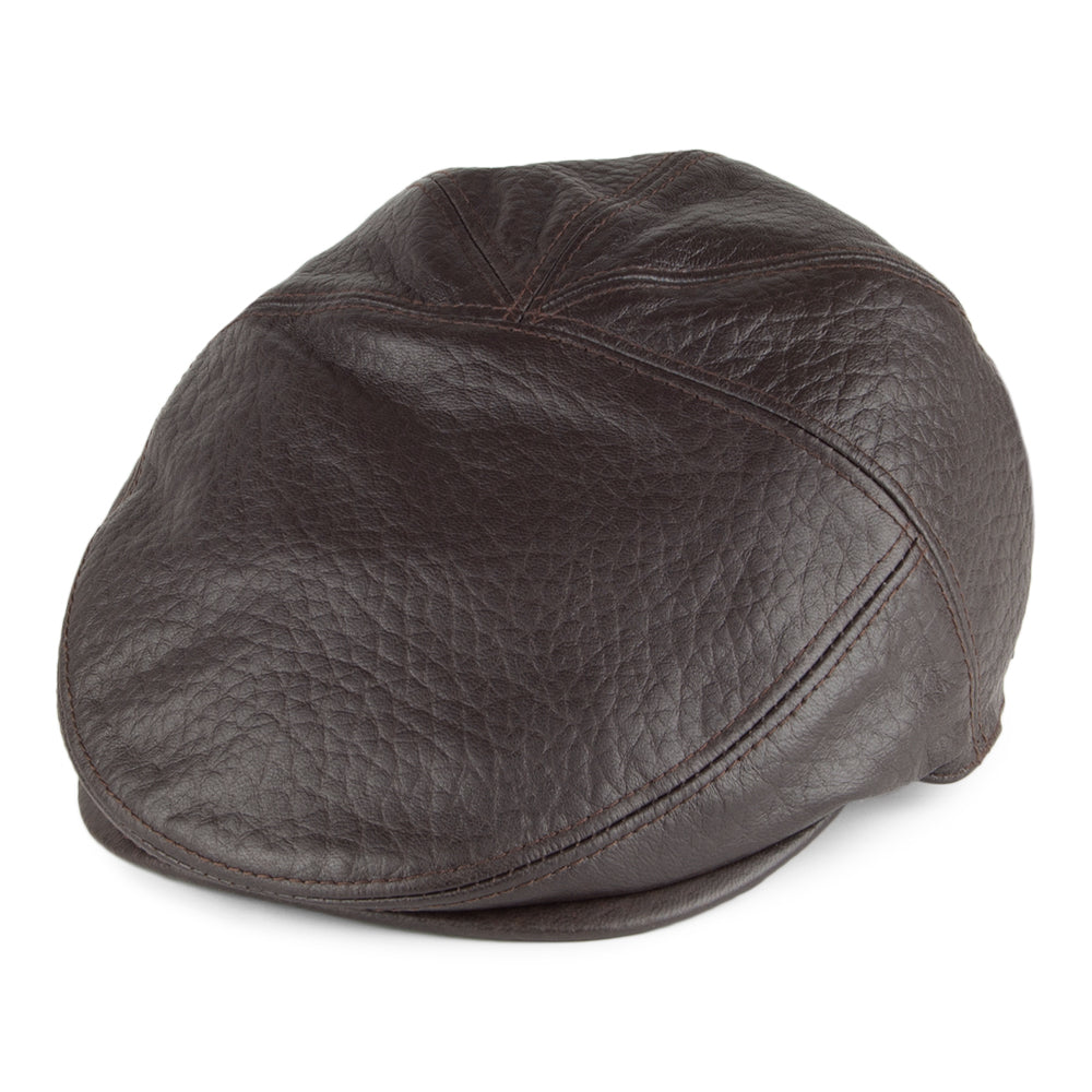 Gorra plana Langham de piel de Bailey - Marrón Oscuro