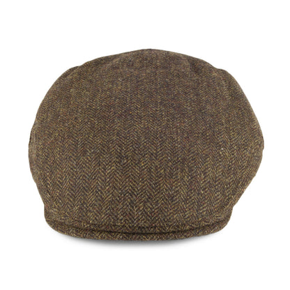 Gorra plana Balmoral Country de Tweed diseño de espiga de Christys - Verde Oliva