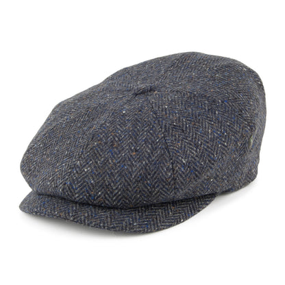 Gorra Newsboy de Tweed Donegal diseño de espiga de City Sport - Gris-Azul