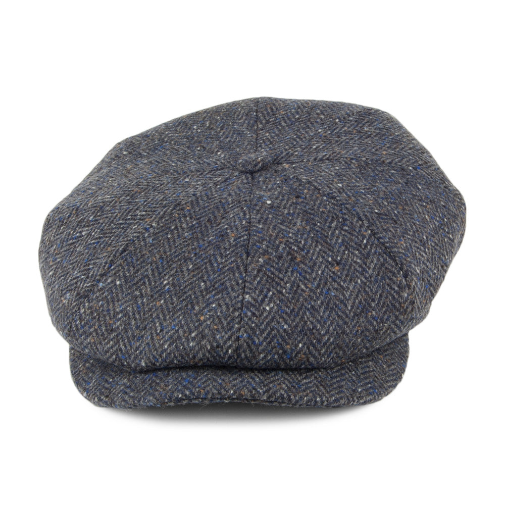 Gorra Newsboy de Tweed Donegal diseño de espiga de City Sport - Gris-Azul