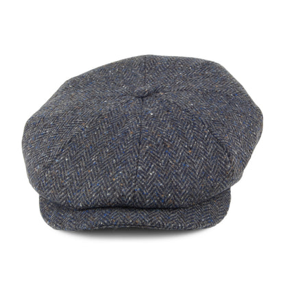 Gorra Newsboy de Tweed Donegal diseño de espiga de City Sport - Gris-Azul