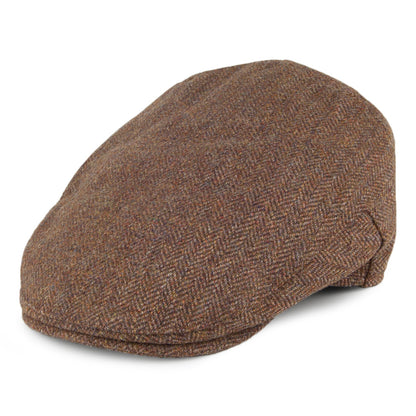 Gorra plana diseño de espiga Balmoral Country Tweed de Christys - Oliva-Marrón