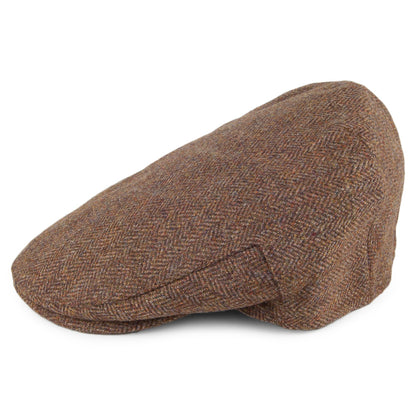 Gorra plana diseño de espiga Balmoral Country Tweed de Christys - Oliva-Marrón