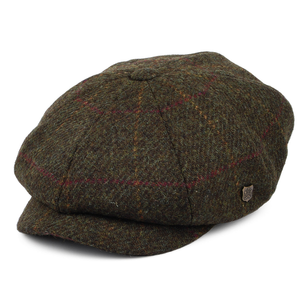 Newsboy Carloway HARRIS TWEED Windowpane lana Failsworth - Verde Oliva