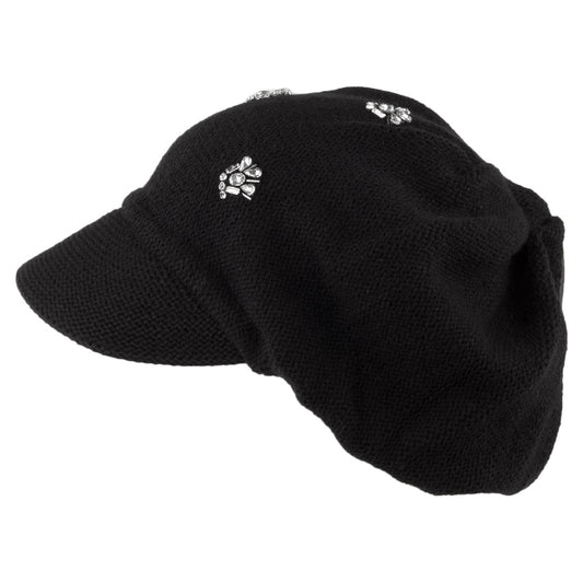 Gorra Baker Boy con strass decorativos de Scala - Negro