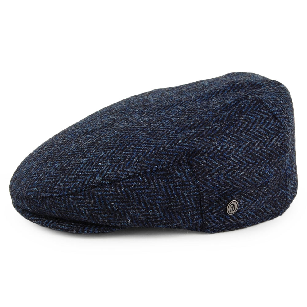 Gorra plana Ardmore de HARRIS TWEED diseño de espiga de Jaxon & James - Azul-Negro