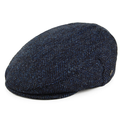 Gorra plana Ardmore de HARRIS TWEED diseño de espiga de Jaxon & James - Azul-Negro