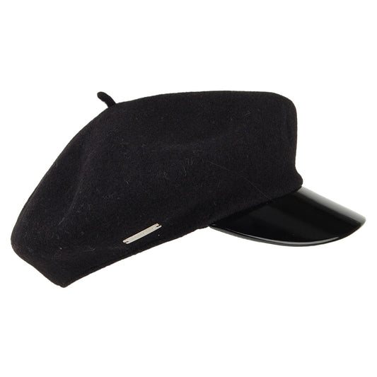 Gorra Baker Boy de lana de Seeberger - Negro