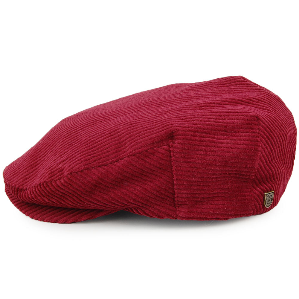 Gorra plana Hooligan de pana de Brixton - Rojo Cardenal
