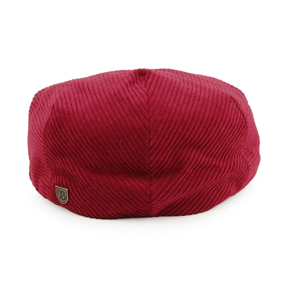 Gorra plana Hooligan de pana de Brixton - Rojo Cardenal