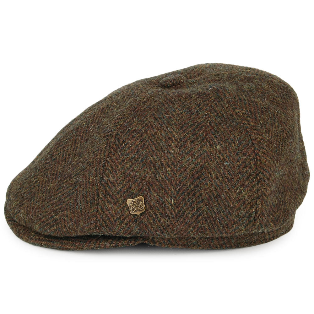 Gorra Newsboy Hudson tweed harris diseño espiga Failsworth - Marrón
