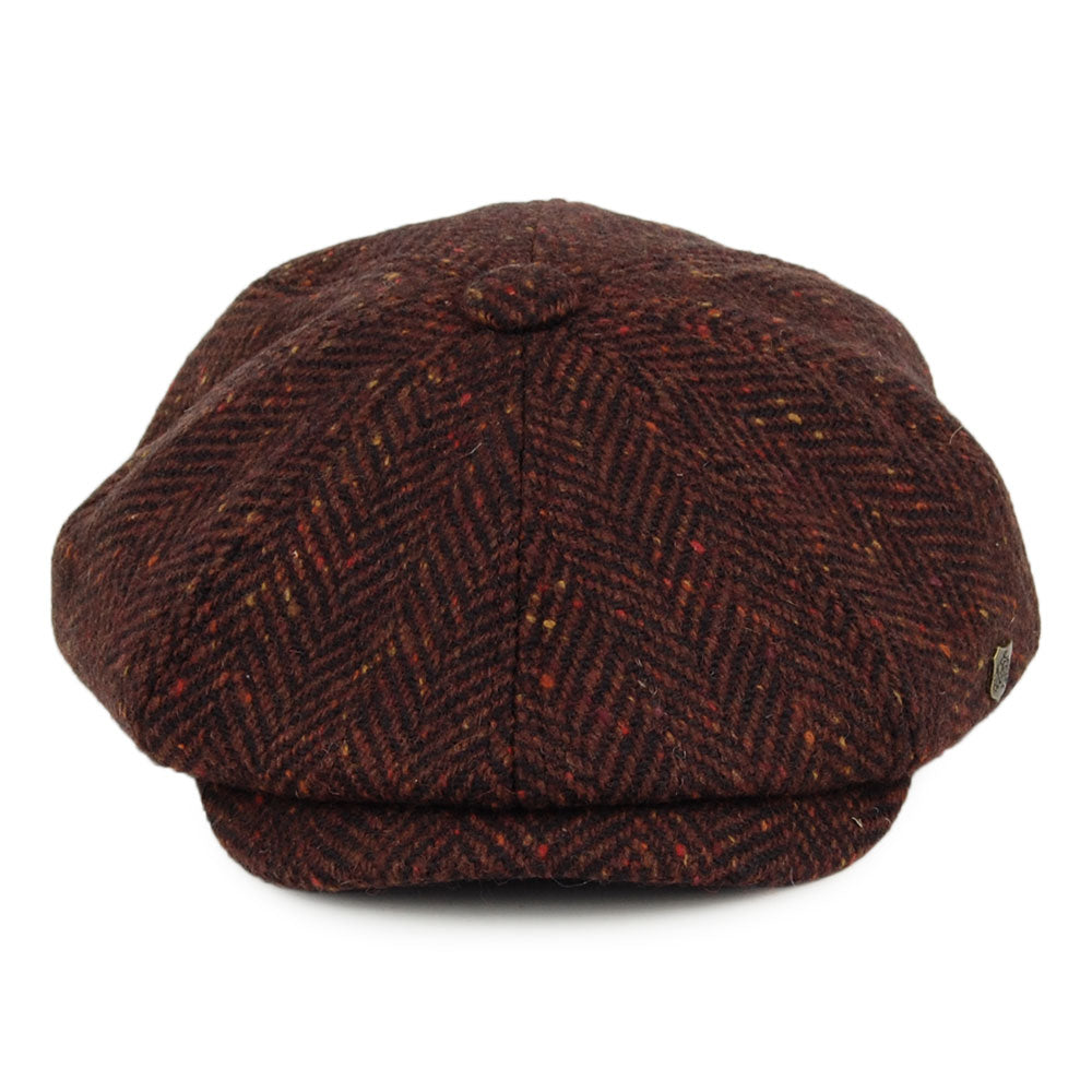Gorra Newsboy de lana diseño de espiga de Failsworth - Burdeos-Multi