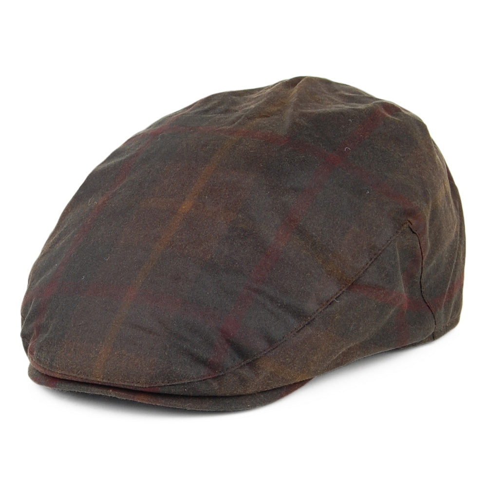 Gorra plana de algodón encerado a cuadros de Failsworth - Marrón Jaspeado