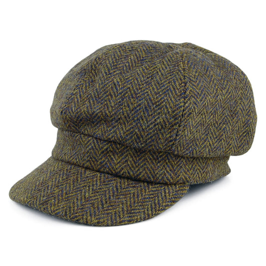 Gorra Baker Boy Gabby de HARRIS TWEED diseño de espiga de Failsworth - Verde-Multi
