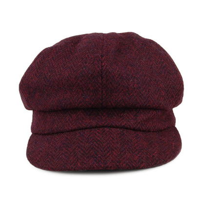Gorra Baker Boy Gabby de HARRIS TWEED diseño de espiga de Failsworth - Burdeos
