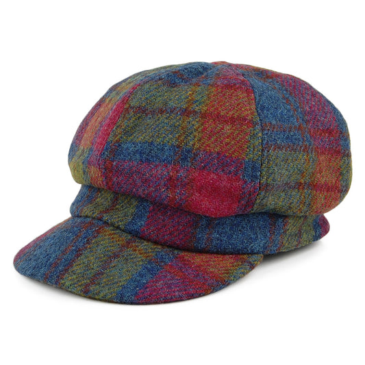 Gorra Baker Boy mujeres Gabby de HARRIS TWEED de Failsworth - Rosa-Azul