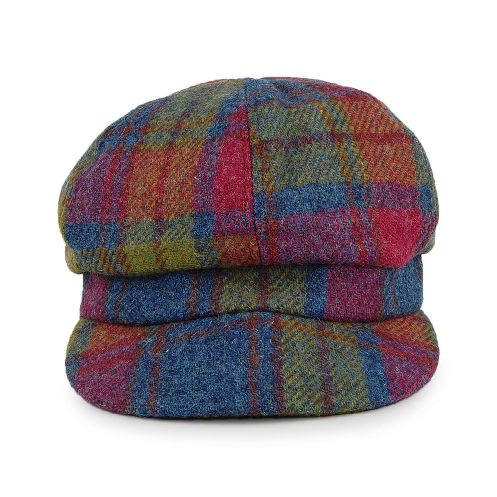 Gorra Baker Boy mujeres Gabby de HARRIS TWEED de Failsworth - Rosa-Azul