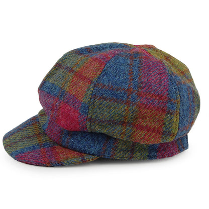 Gorra Baker Boy mujeres Gabby de HARRIS TWEED de Failsworth - Rosa-Azul