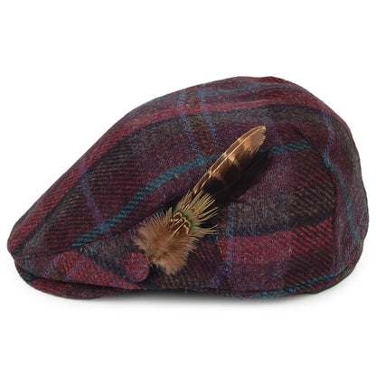 Gorra plana pluma de lana británica Tela escocesa de Failsworth - Morado-Azul