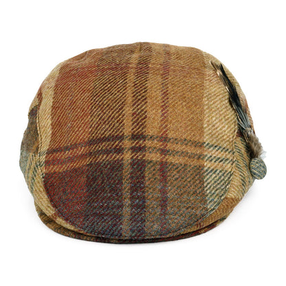 Gorra plana pluma de lana británica Tela escocesa para mujeres de Failsworth - Mostaza-Multi