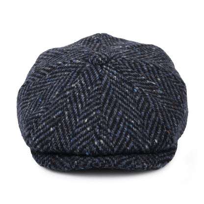 Gorra Newsboy Pettigo de Tweed Donegal diseño de espiga de Jaxon & James - Azul Marino-Negro