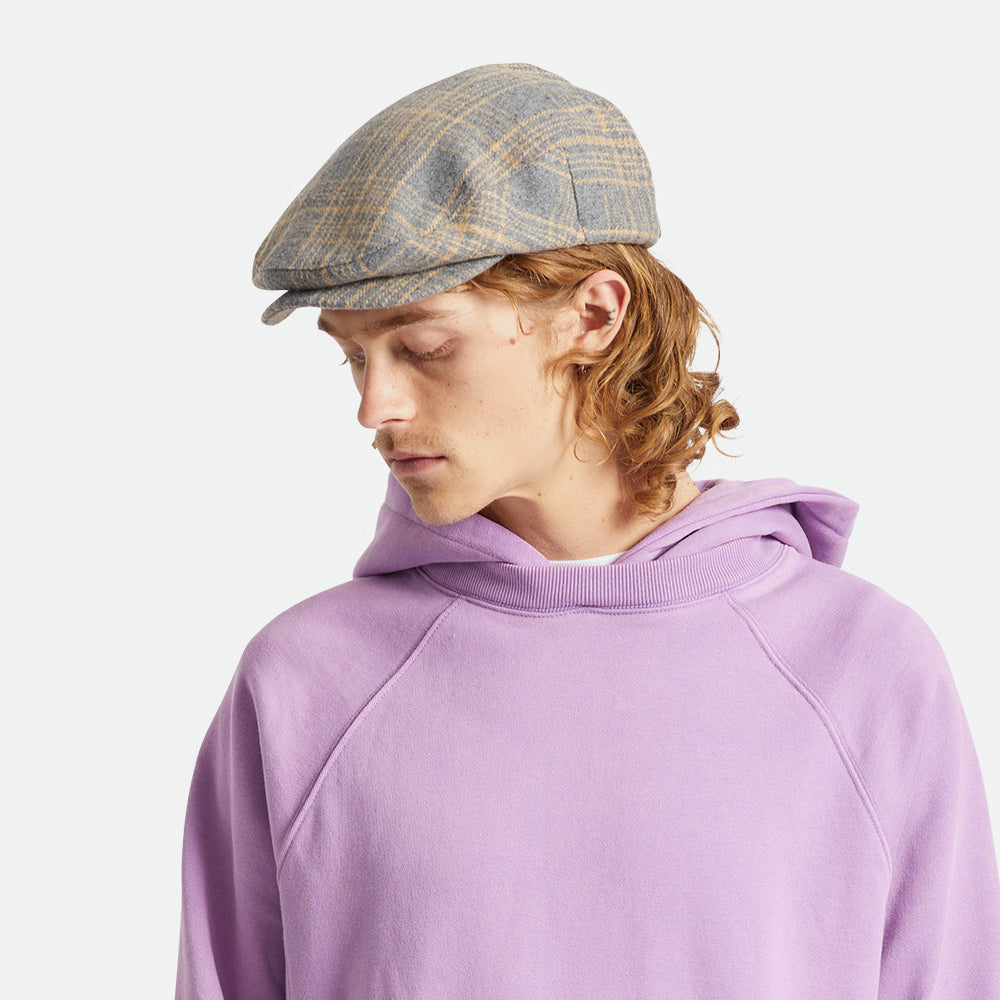 Gorra plana Hooligan a cuadros de Brixton - Beige Arena-Gris