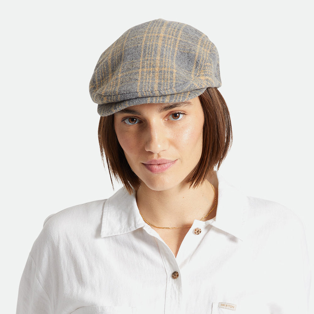 Gorra plana Hooligan a cuadros de Brixton - Beige Arena-Gris