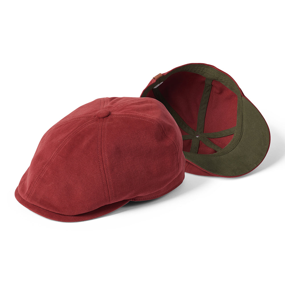 Gorra Newsboy Hudson de algodón de Failsworth - Rojo Ladrillo-Kaki