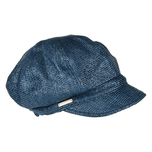 Gorra Baker Boy mujeres de faux straw de Seeberger - Azul Vaquero