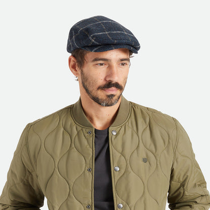 Gorra plana Hooligan holgada a cuadros de Brixton - Azul-Negro