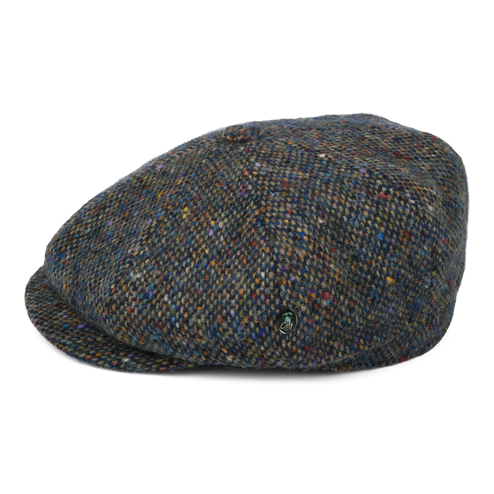 Gorra Newsboy ajuste profundo de Tweed Donegal Mezcla de tonos de City Sport - Múltiples tonalidades azules