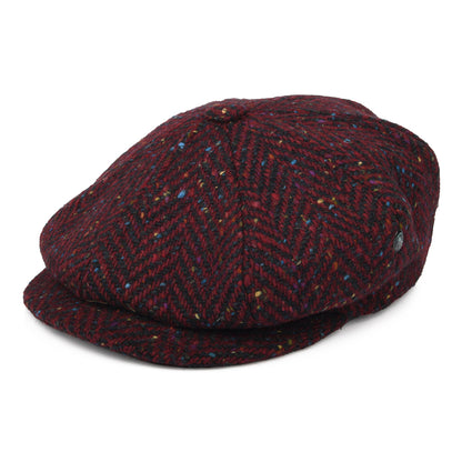 Gorra Newsboy redonda de Tweed Donegal diseño de espiga de City Sport - Rojo Oscuro
