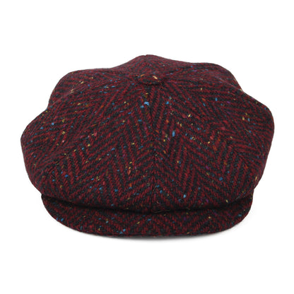 Gorra Newsboy redonda de Tweed Donegal diseño de espiga de City Sport - Rojo Oscuro