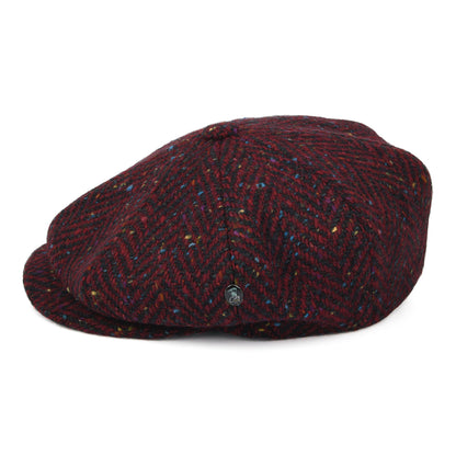 Gorra Newsboy redonda de Tweed Donegal diseño de espiga de City Sport - Rojo Oscuro