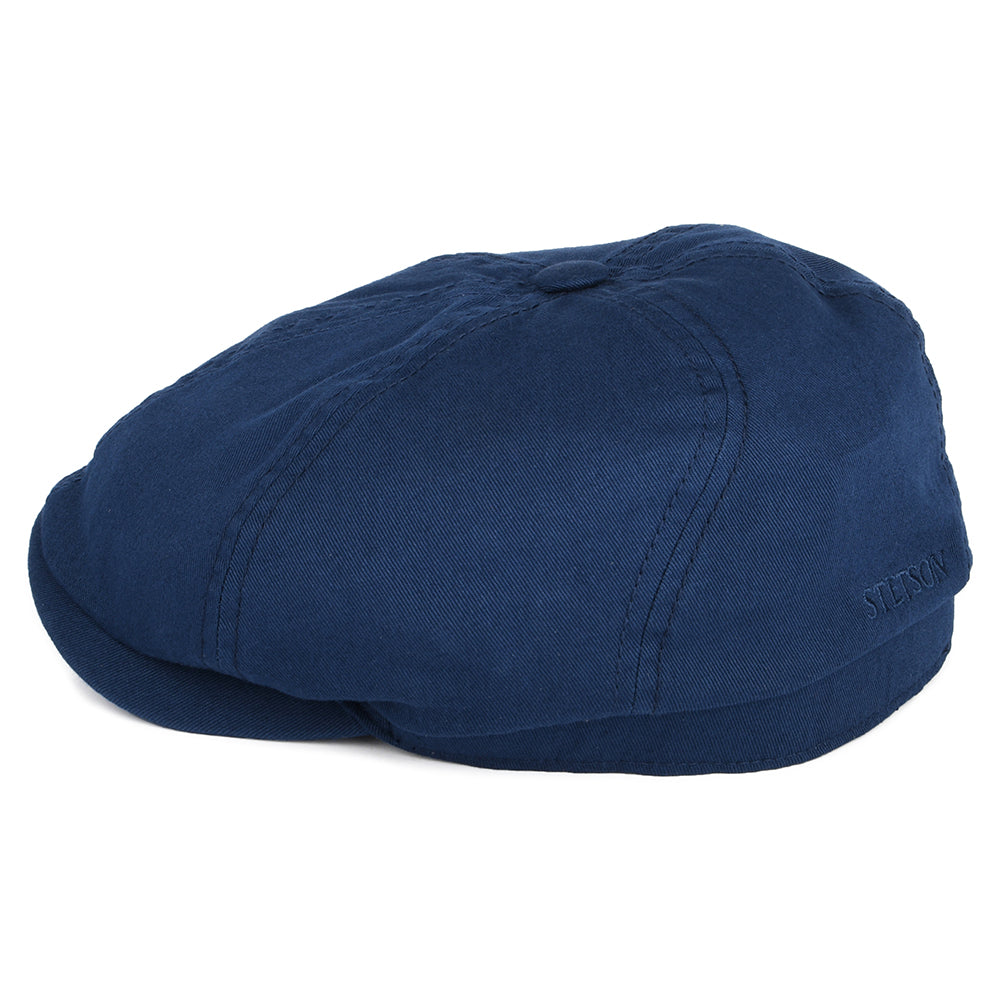 Gorra Newsboy de sarga de algodón de Stetson - Azul Marino