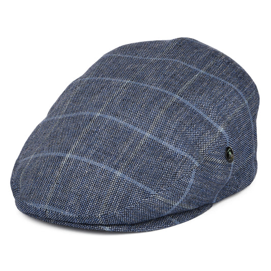 Gorra plana de mezcla de algodón a cuadros de City Sport - Azul Marino-Azul