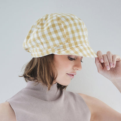 Gorra Baker Boy de algodón a cuadros de Seeberger - Amarillo-Blanco