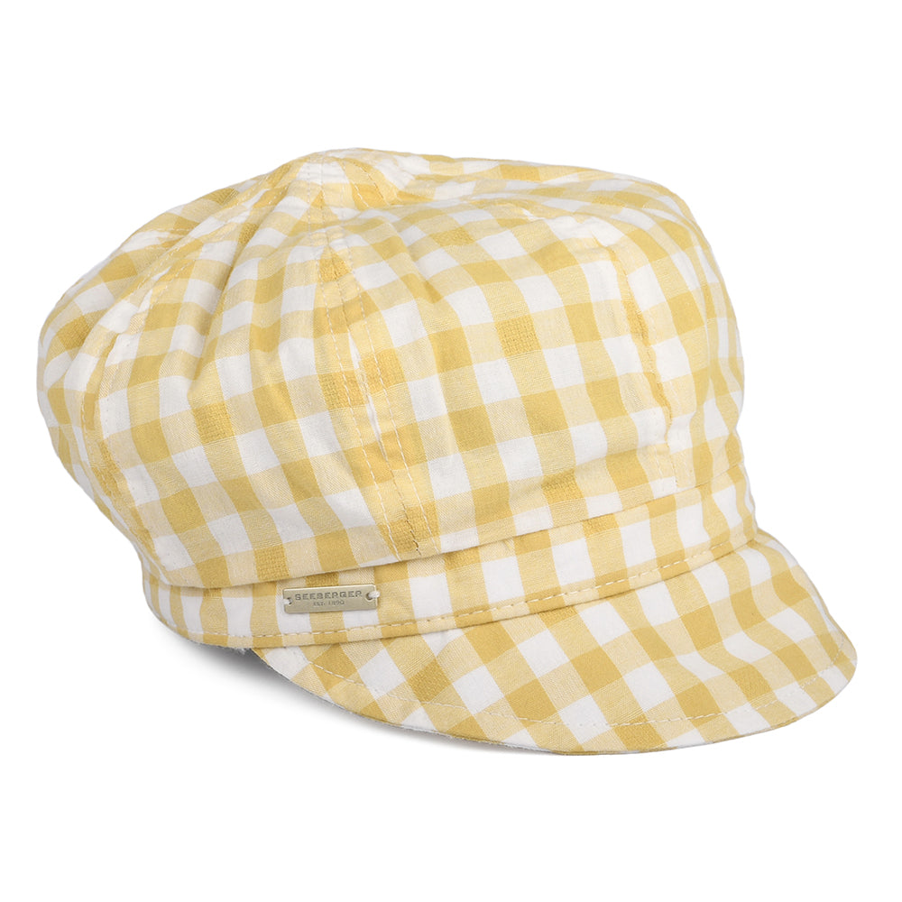 Gorra Baker Boy de algodón a cuadros de Seeberger - Amarillo-Blanco