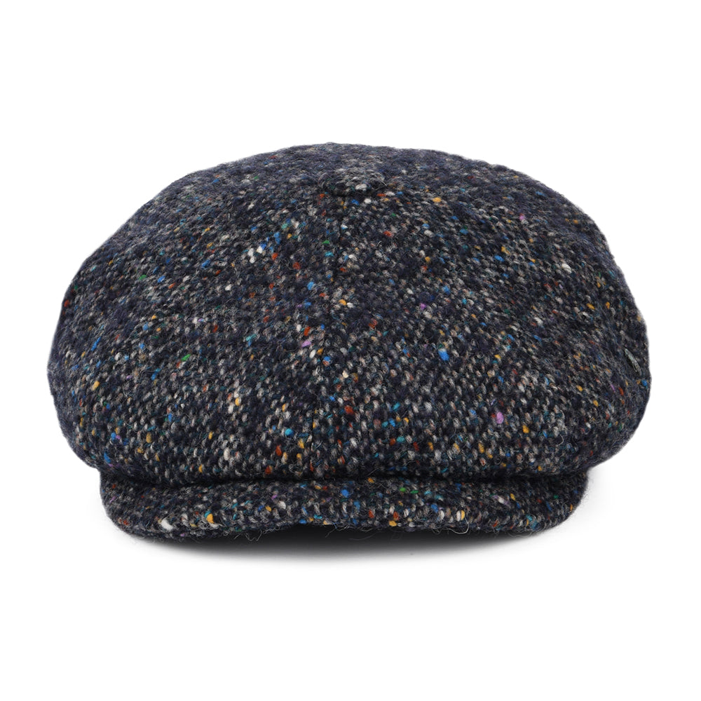 Gorra Newsboy ajuste profundo de Tweed Donegal con mezcla de tonos de City Sport - Azul Marino-Multi