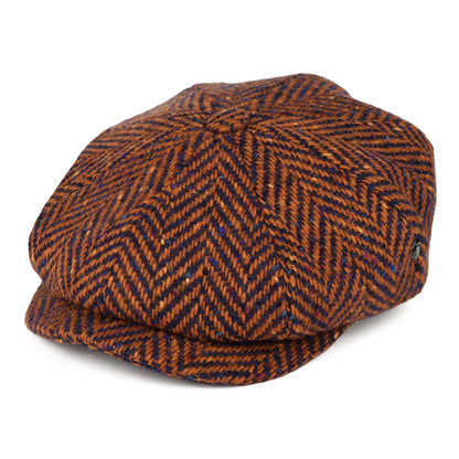 Gorra Newsboy ajuste profundo de Tweed Donegal diseño de espiga de City Sport - Ladrillo-Azul