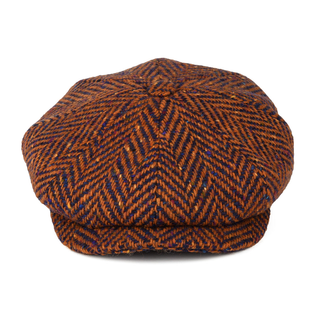 Gorra Newsboy ajuste profundo de Tweed Donegal diseño de espiga de City Sport - Ladrillo-Azul