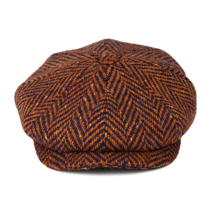 Gorra Newsboy ajuste profundo de Tweed Donegal diseño de espiga de City Sport - Ladrillo-Azul