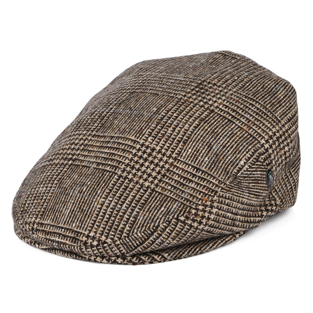 Gorra plana de Tweed Donegal Príncipe de Gales de City Sport - Marrón