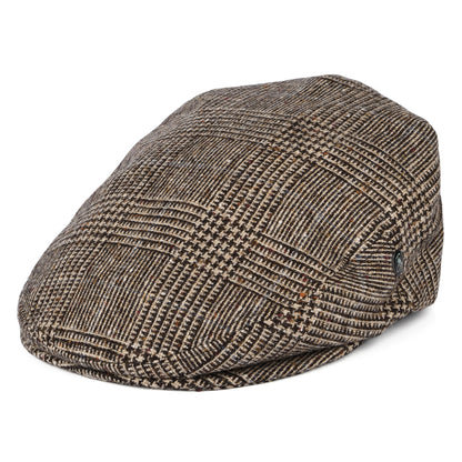 Gorra plana de Tweed Donegal Príncipe de Gales de City Sport - Marrón