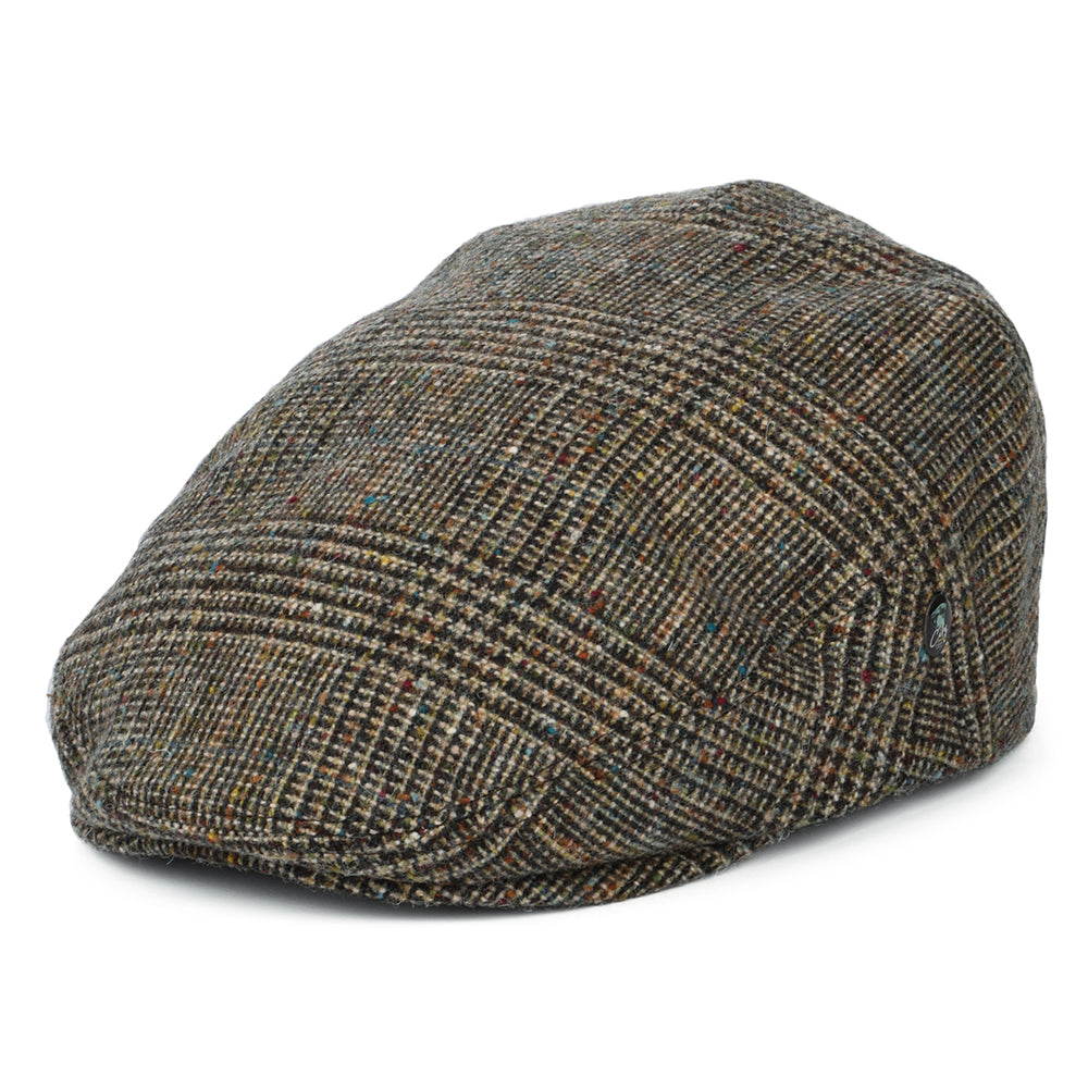 Gorra plana de Tweed Donegal Príncipe de Gales de City Sport - Verde Oliva