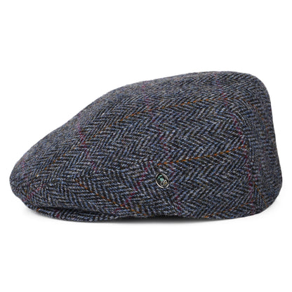 Gorra plana de HARRIS TWEED diseño de espiga de City Sport - Azul Marino-Azul