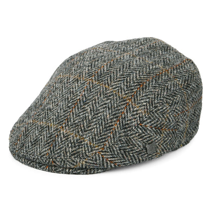 Gorra plana Stornoway de HARRIS TWEED diseño de espiga de Failsworth - Gris-Negro