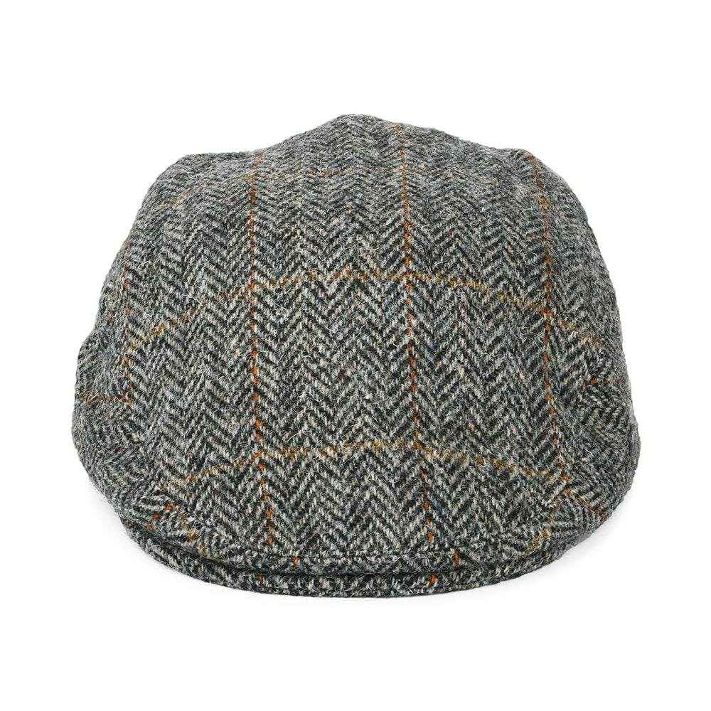 Gorra plana Stornoway de HARRIS TWEED diseño de espiga de Failsworth - Gris-Negro