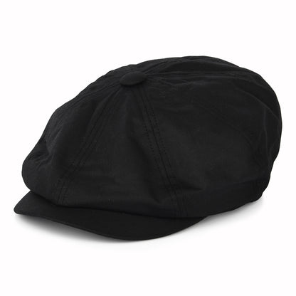 Gorra Newsboy Alfie de algodón encerado británico de Failsworth - Negro