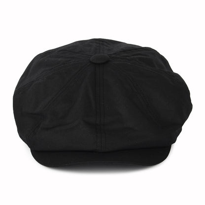 Gorra Newsboy Alfie de algodón encerado británico de Failsworth - Negro
